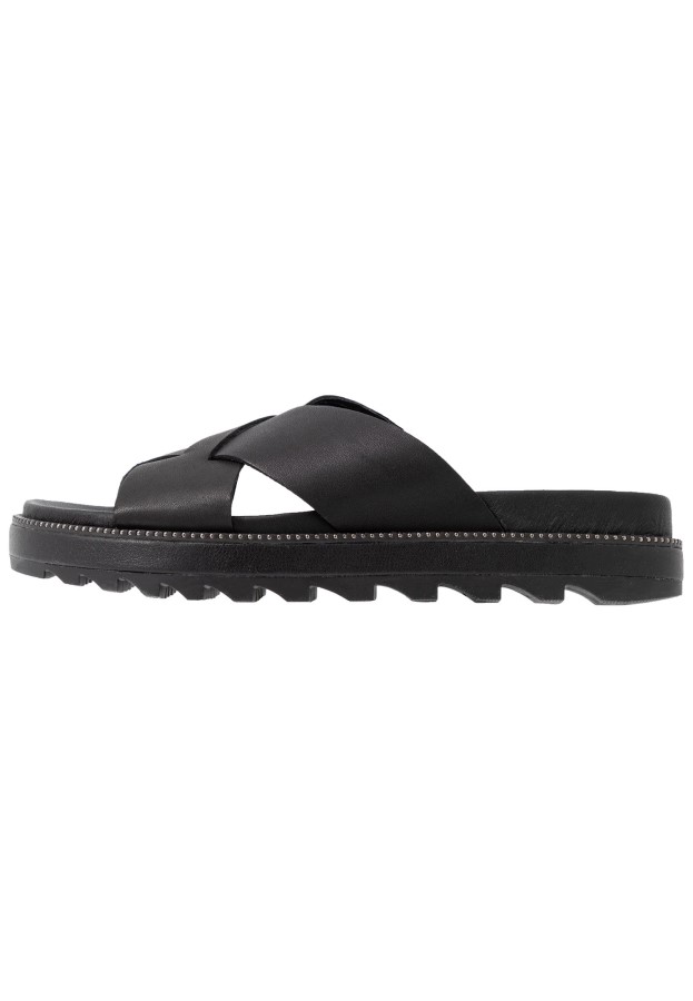 Black Roaming Criss Cross Slide Mules Sorel Australia