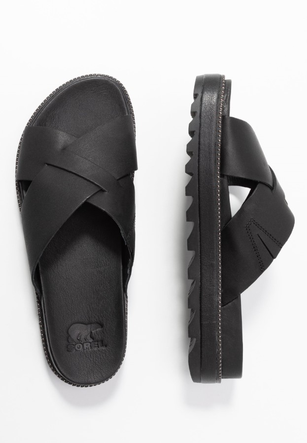 Black Roaming Criss Cross Slide Mules Sorel Australia