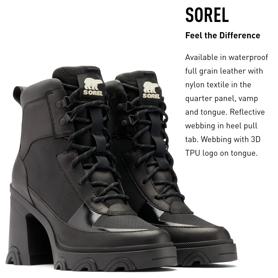 Black-Chalk Women's Brex Heel Lace Boot Waterproof Leather Rain Boot Sorel Australia