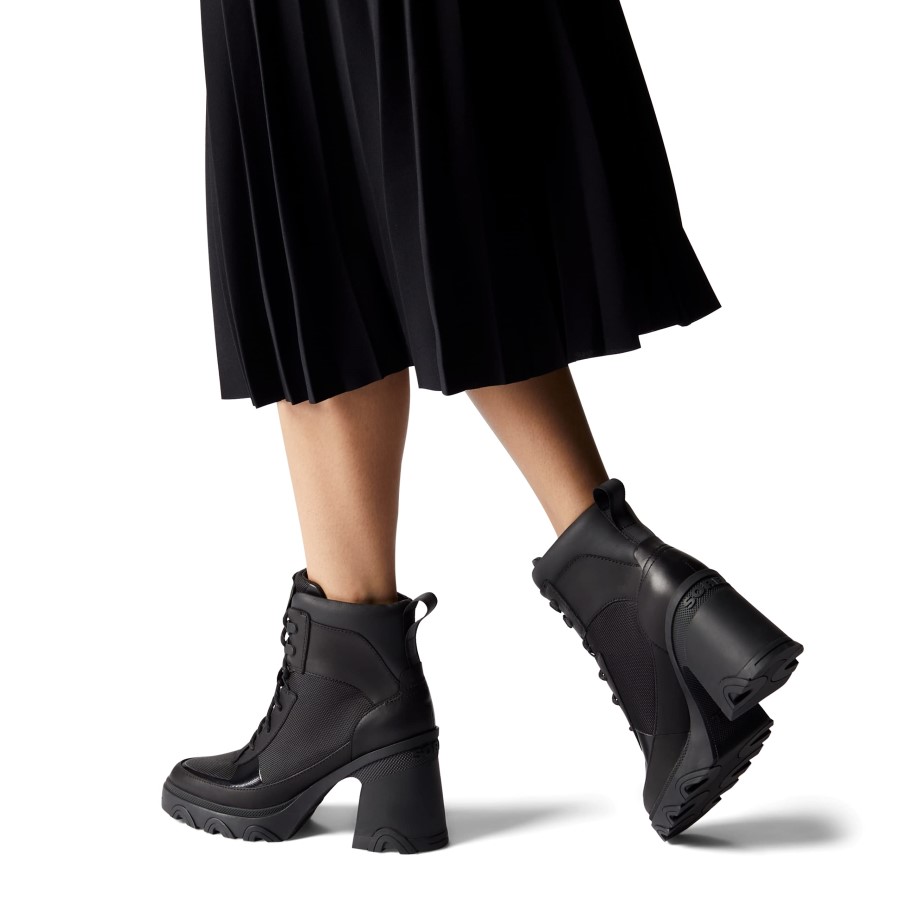 Black-Chalk Women's Brex Heel Lace Boot Waterproof Leather Rain Boot Sorel Australia