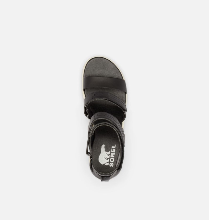 Black-Chalk Women's Cameron Multi Strap Wedge Sandal Sorel Australia