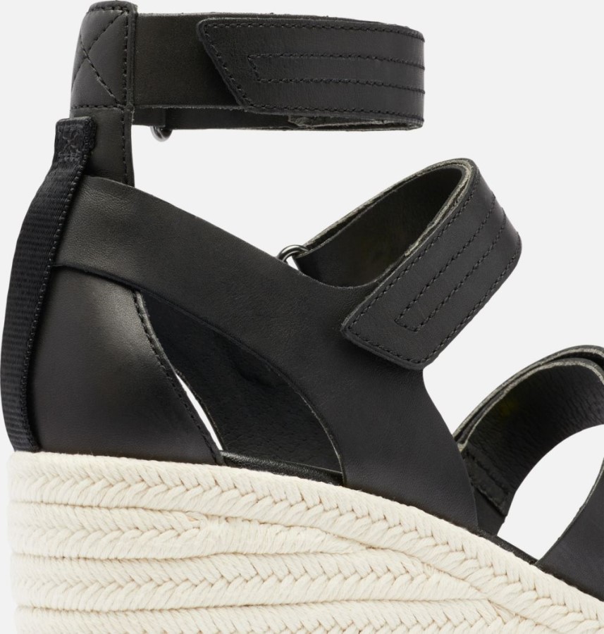 Black-Chalk Women's Cameron Multi Strap Wedge Sandal Sorel Australia
