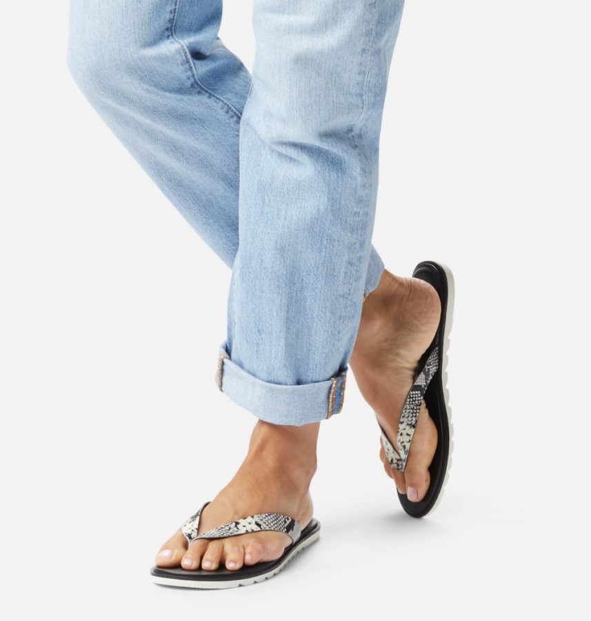 Black-Chalk Womens Ella Ii Flip Sandal Sorel Australia