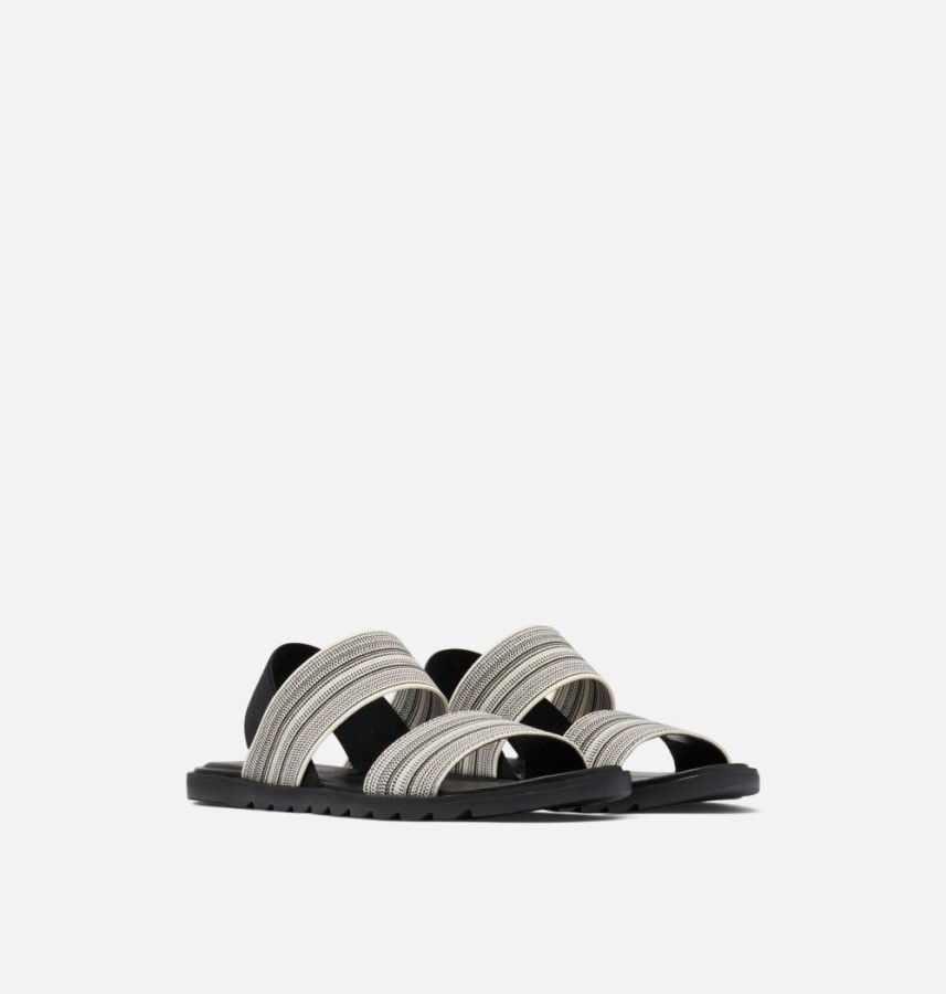 Black-Chalk Womens Ella Ii Two Strap Sandal Sorel Australia