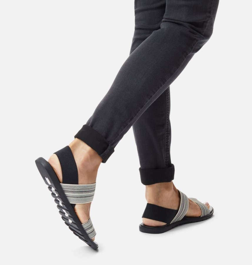 Black-Chalk Womens Ella Ii Two Strap Sandal Sorel Australia