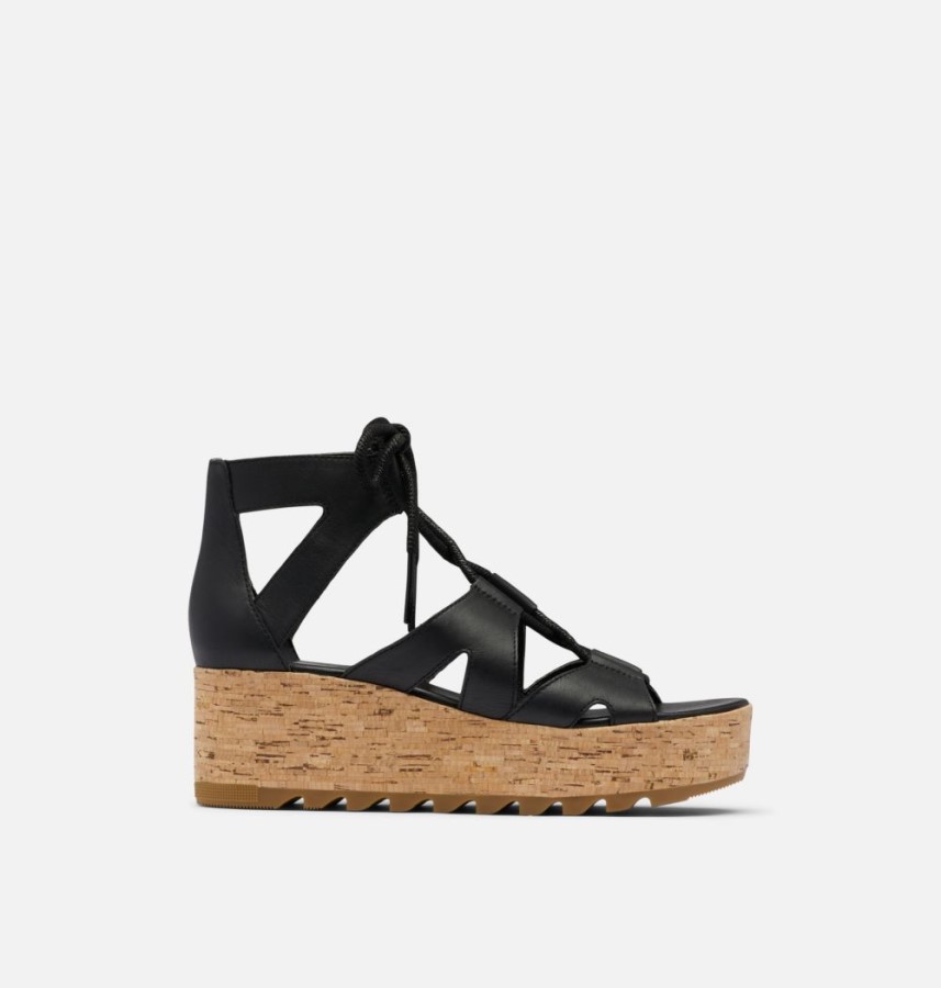 Black-Gum 2 Women's Cameron Flatform Lace Wedge Sandal Sorel Australia