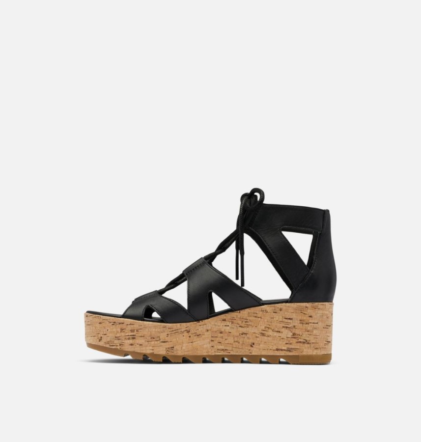 Black-Gum 2 Women's Cameron Flatform Lace Wedge Sandal Sorel Australia