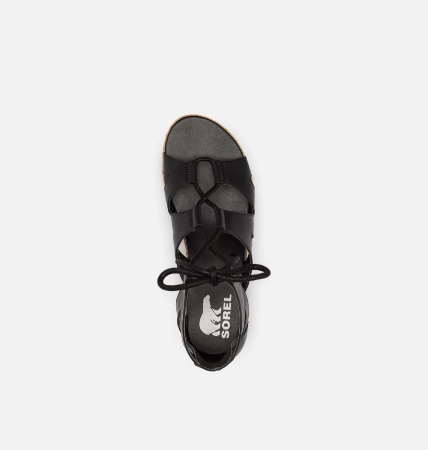 Black-Gum 2 Women's Cameron Flatform Lace Wedge Sandal Sorel Australia