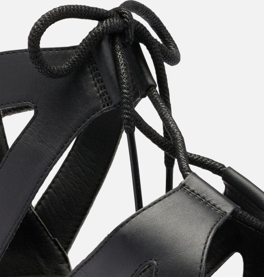 Black-Gum 2 Women's Cameron Flatform Lace Wedge Sandal Sorel Australia