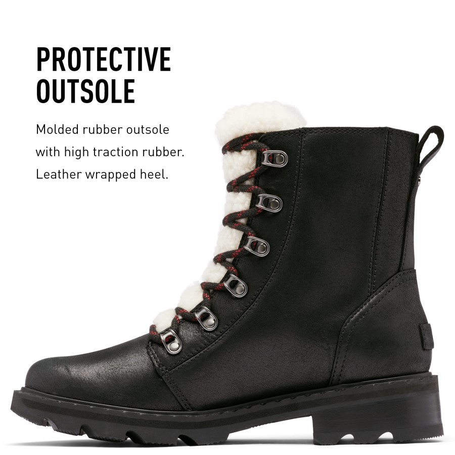Black Nocturnal Red Women's Lennox Lace Rain Boot Waterproof Leather Boots Sorel Australia