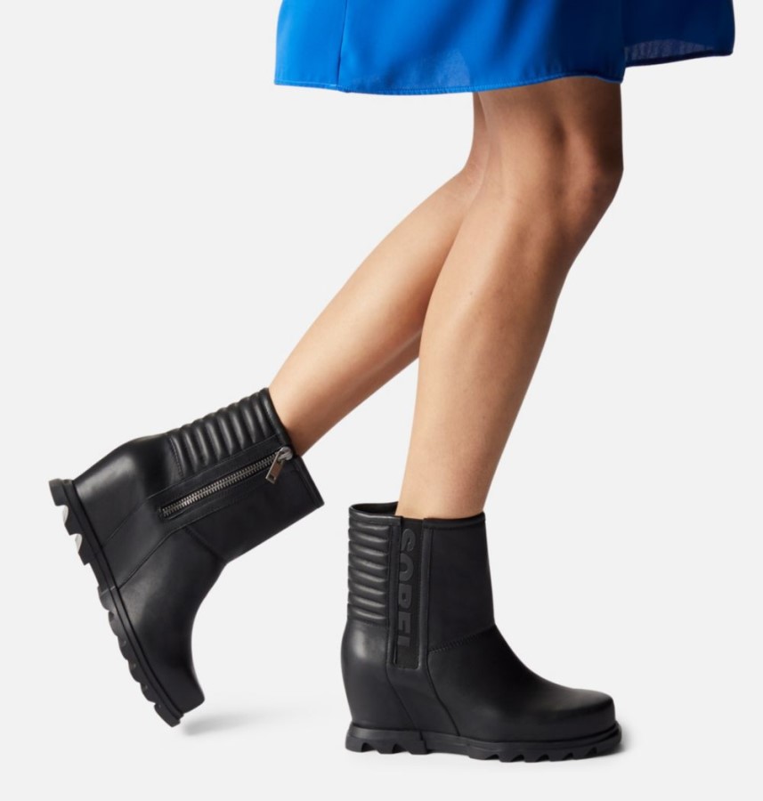 Black-Sea Salt Sorel Australia Women's Joan Of Arctic Wedge Iii Moto Bootie
