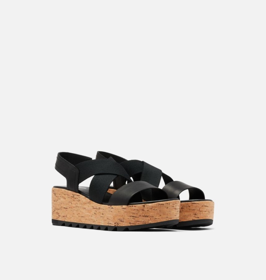 Black Sorel Australia Women's Cameron Flatform Slingback Wedge Sandal