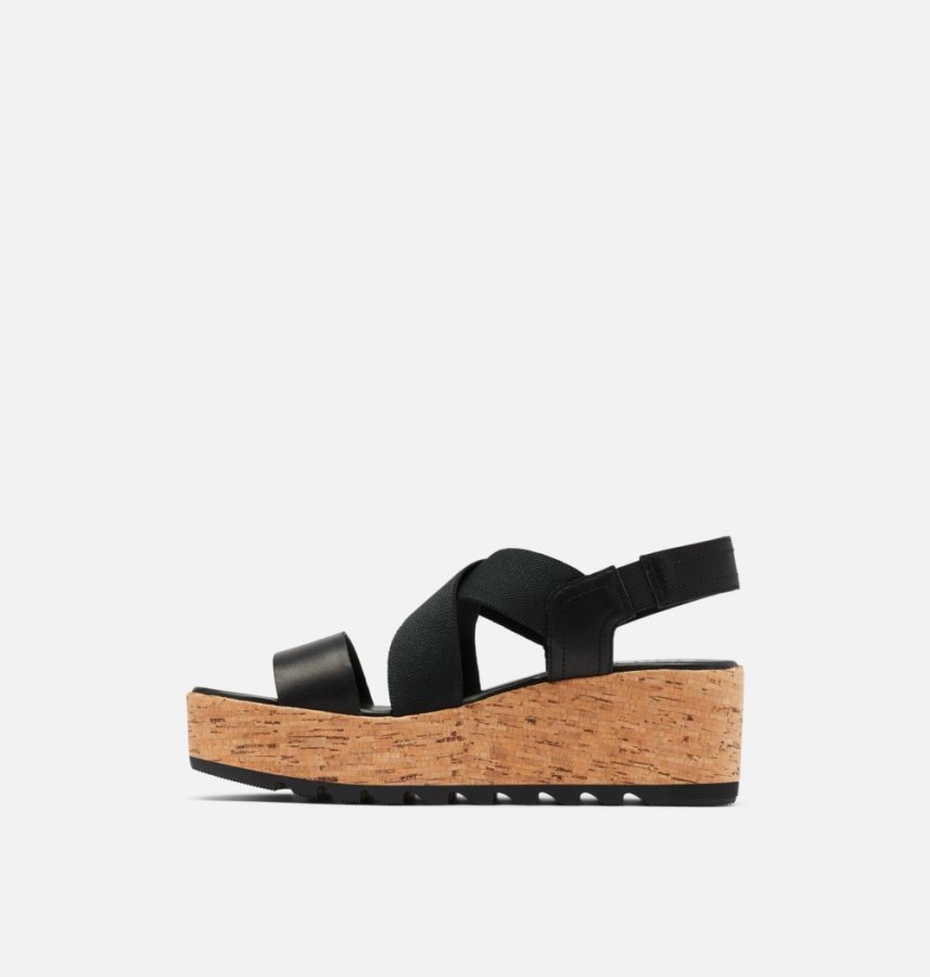 Black Sorel Australia Women's Cameron Flatform Slingback Wedge Sandal