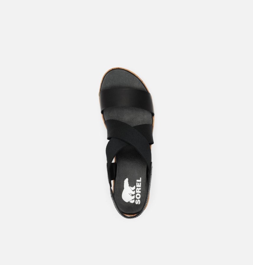 Black Sorel Australia Women's Cameron Flatform Slingback Wedge Sandal