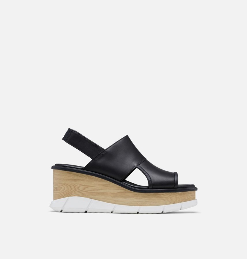 Black-White Sorel Australia Women's Joanie Iii Slingback Wedge Sandal