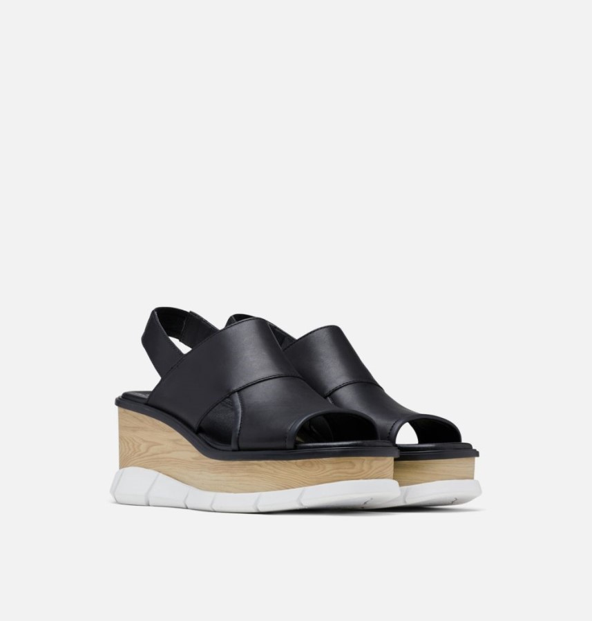 Black-White Sorel Australia Women's Joanie Iii Slingback Wedge Sandal