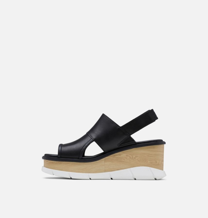 Black-White Sorel Australia Women's Joanie Iii Slingback Wedge Sandal