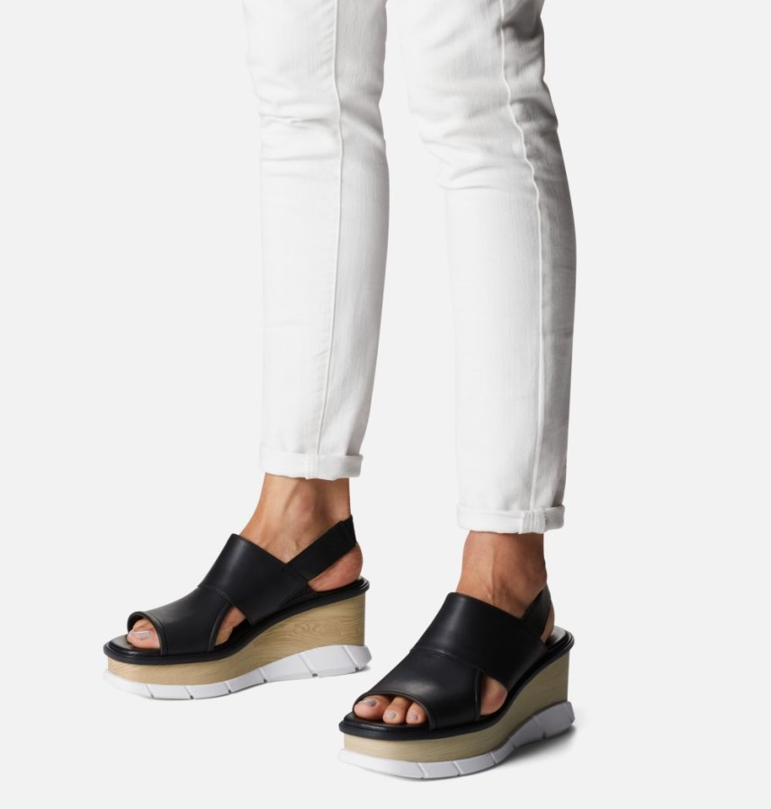 Black-White Sorel Australia Women's Joanie Iii Slingback Wedge Sandal