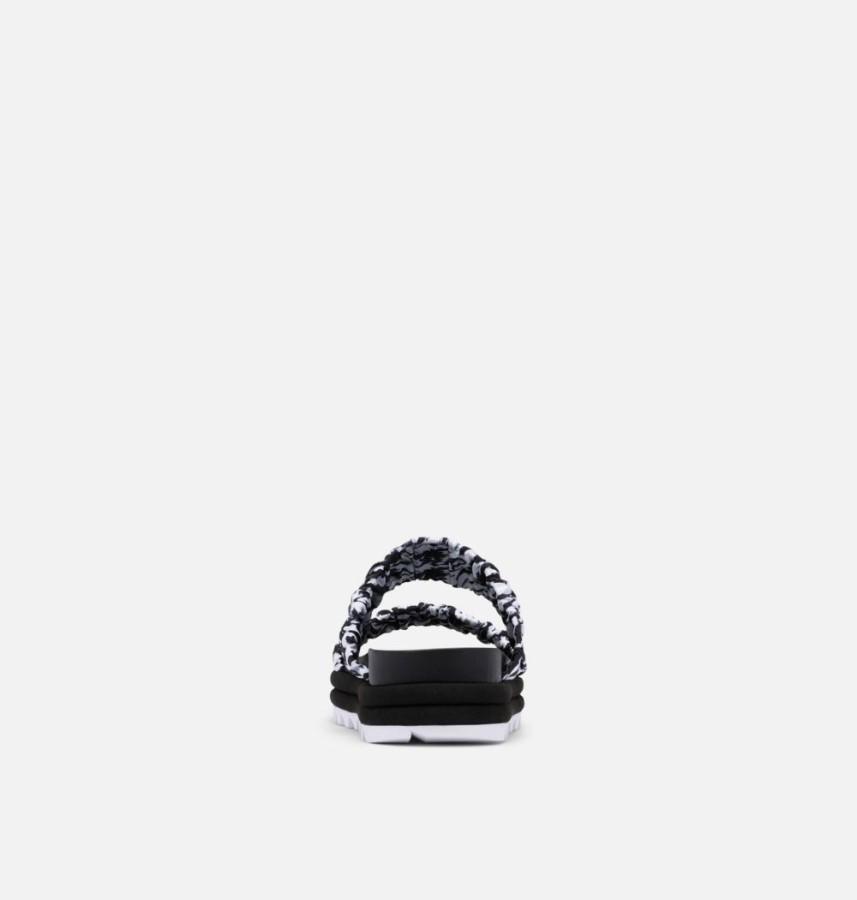 Black-White Women's Roaming Two Strap Slide Sandal Sorel Australia