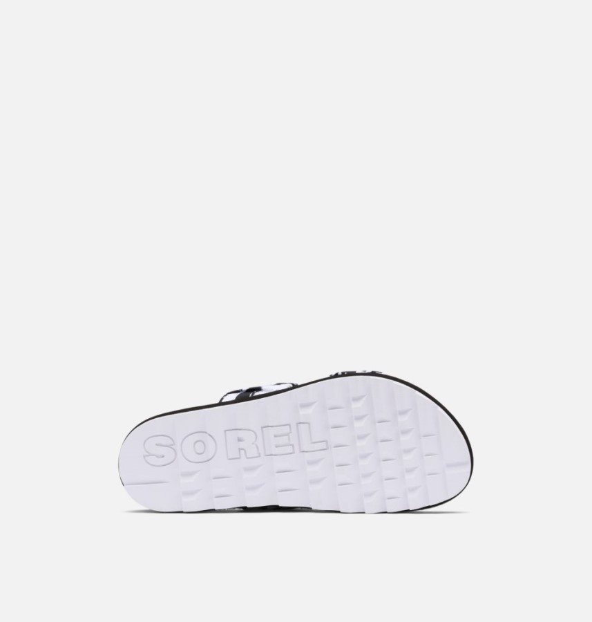 Black-White Women's Roaming Two Strap Slide Sandal Sorel Australia