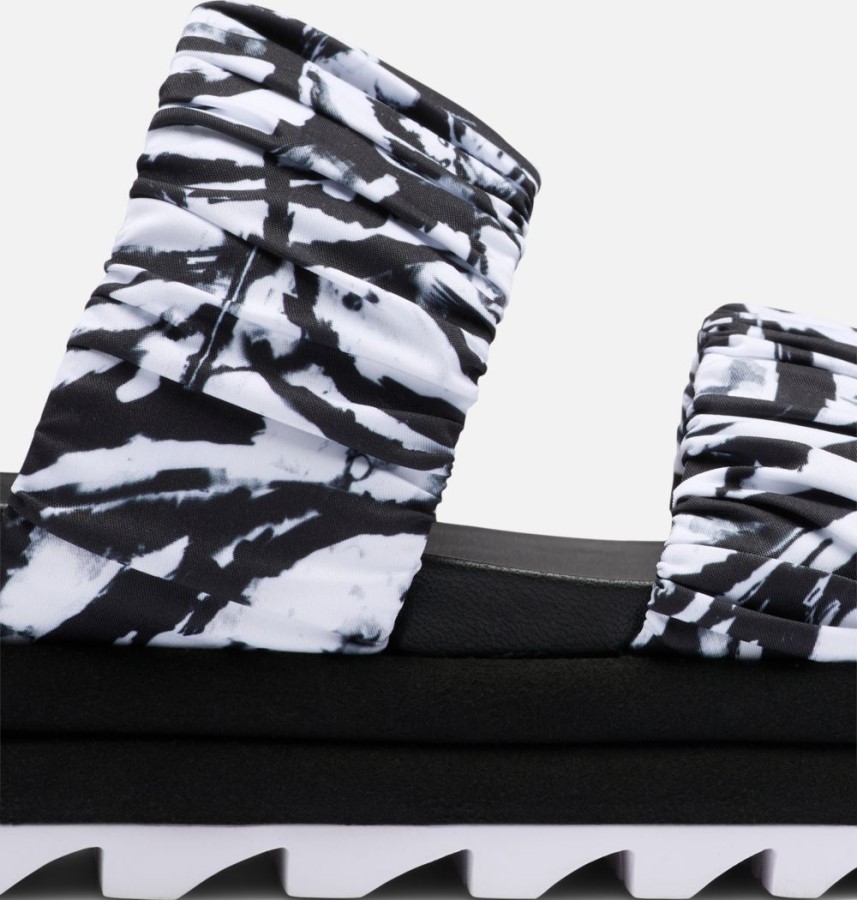 Black-White Women's Roaming Two Strap Slide Sandal Sorel Australia
