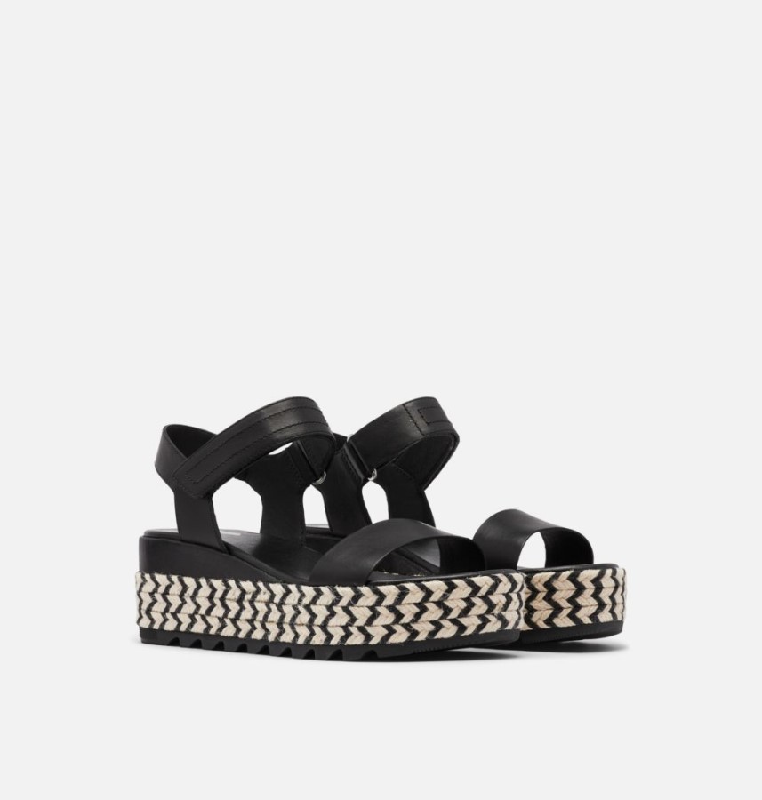 Black Women's Cameron Flatform Wedge Sandal Sorel Australia