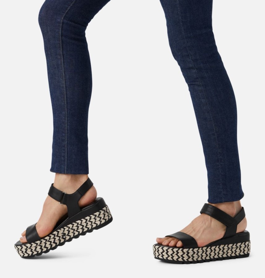 Black Women's Cameron Flatform Wedge Sandal Sorel Australia