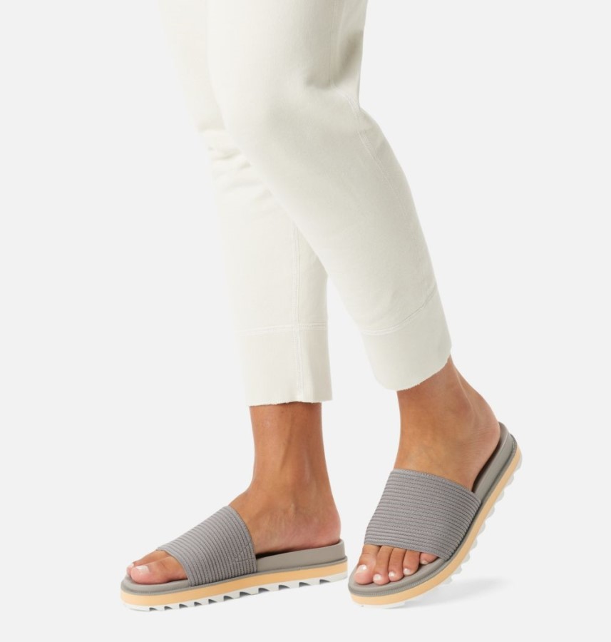Chrome Grey-Sea Salt Women's Roaming Easy Slide Sandal Sorel Australia