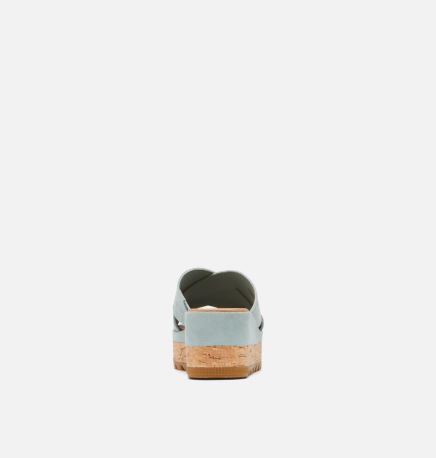 Crushed Blue-Sea Salt Women's Cameron Flatform Mule Wedge Sandal Sorel Australia