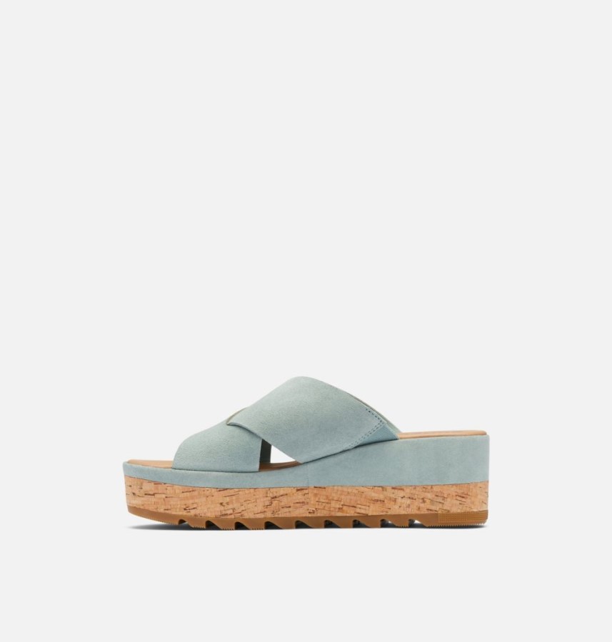 Crushed Blue-Sea Salt Women's Cameron Flatform Mule Wedge Sandal Sorel Australia