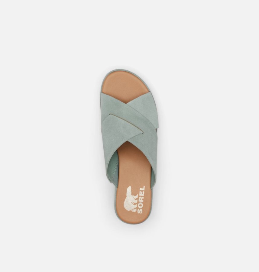 Crushed Blue-Sea Salt Women's Cameron Flatform Mule Wedge Sandal Sorel Australia