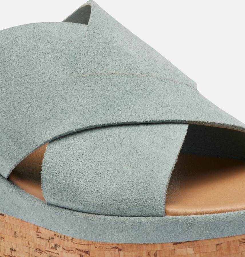 Crushed Blue-Sea Salt Women's Cameron Flatform Mule Wedge Sandal Sorel Australia