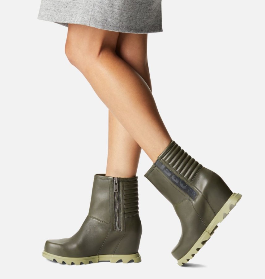 Dark Moss-Black Women's Joan Of Arctic Wedge Iii Moto Bootie Sorel Australia