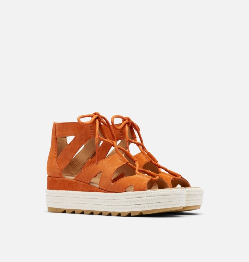Desert Sun-Gum 17 Sorel Australia Women's Cameron Flatform Lace Wedge Sandal