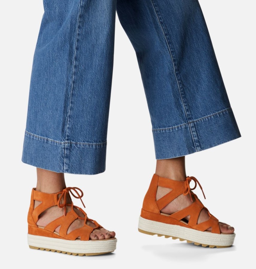Desert Sun-Gum 17 Sorel Australia Women's Cameron Flatform Lace Wedge Sandal