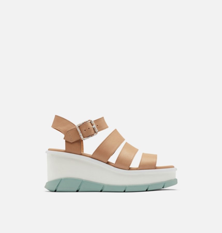Honest Beige-Crushed Blue Sorel Australia Women's Joanie Iii Ankle Strap Wedge Sandal
