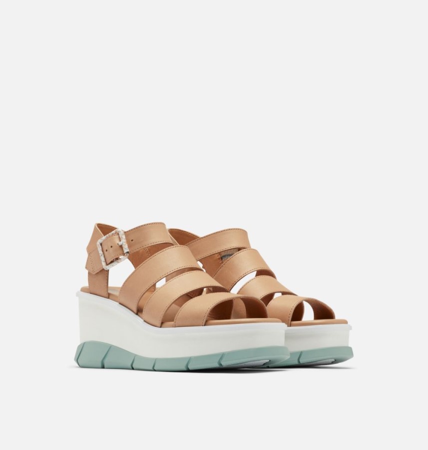 Honest Beige-Crushed Blue Sorel Australia Women's Joanie Iii Ankle Strap Wedge Sandal
