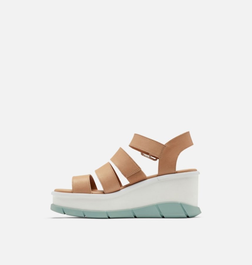 Honest Beige-Crushed Blue Sorel Australia Women's Joanie Iii Ankle Strap Wedge Sandal