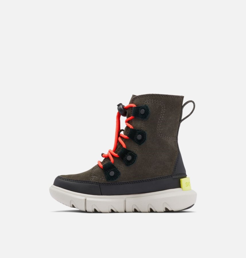 Jet-Black Sorel Australia Children's Explorer Lace Boot