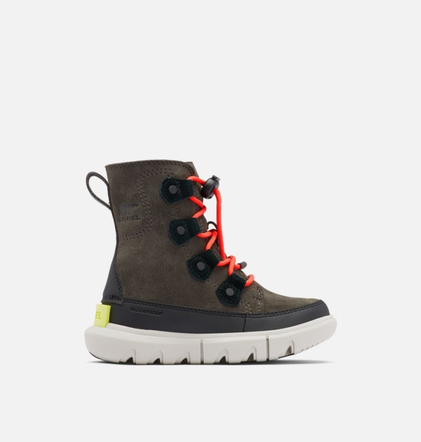 Jet-Black Sorel Australia Kids Explorer Lace Winter Boot