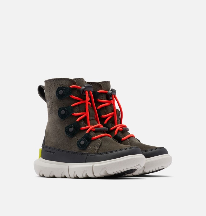 Jet-Black Sorel Australia Kids Explorer Lace Winter Boot