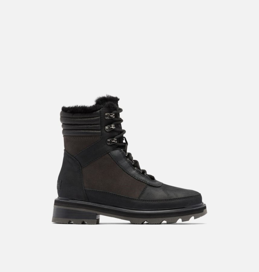 Jet-Black Women's Lennox Lace Cozy Stkd Boot Sorel Australia