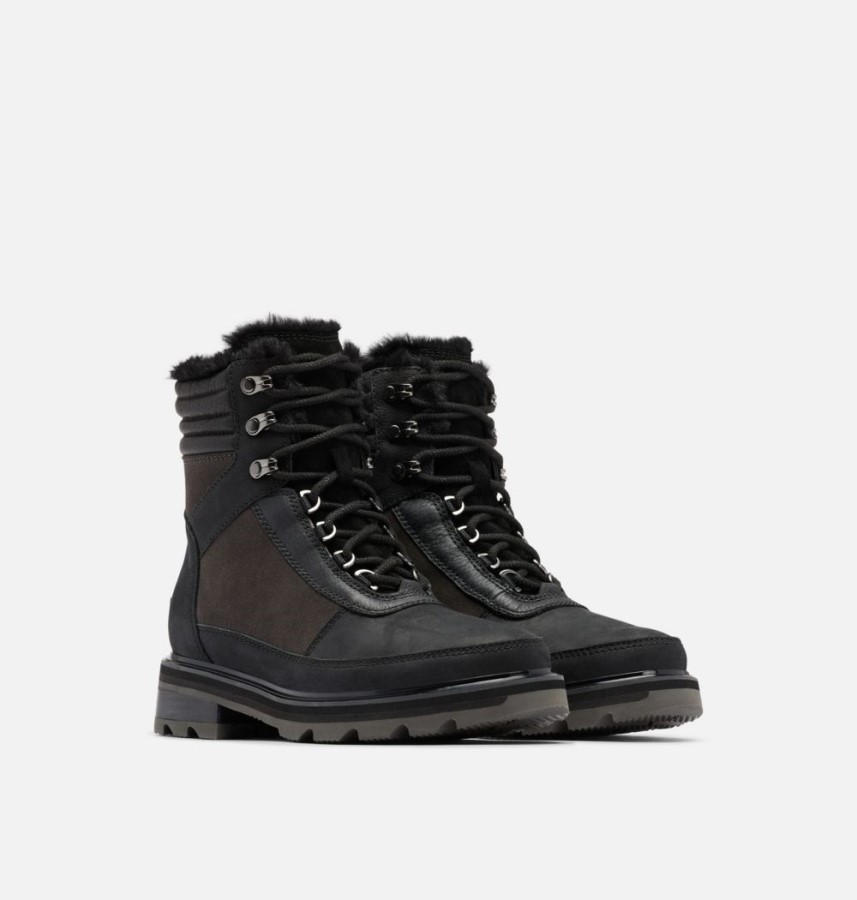 Jet-Black Women's Lennox Lace Cozy Stkd Waterproof Boot Sorel Australia
