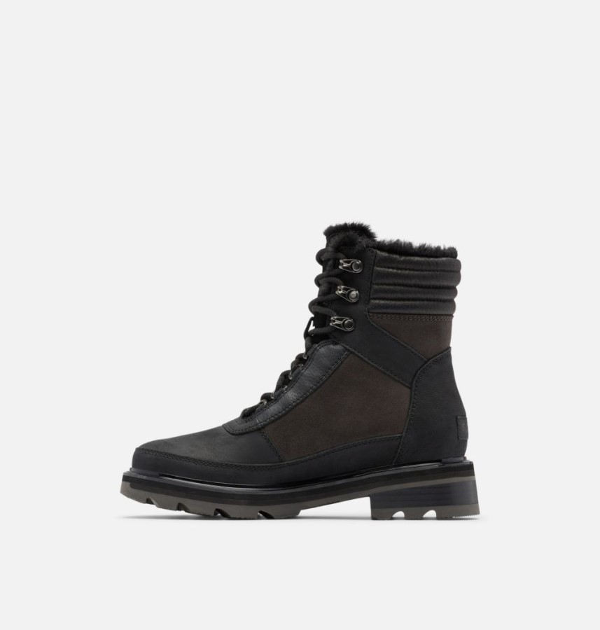 Jet-Black Women's Lennox Lace Cozy Stkd Waterproof Boot Sorel Australia