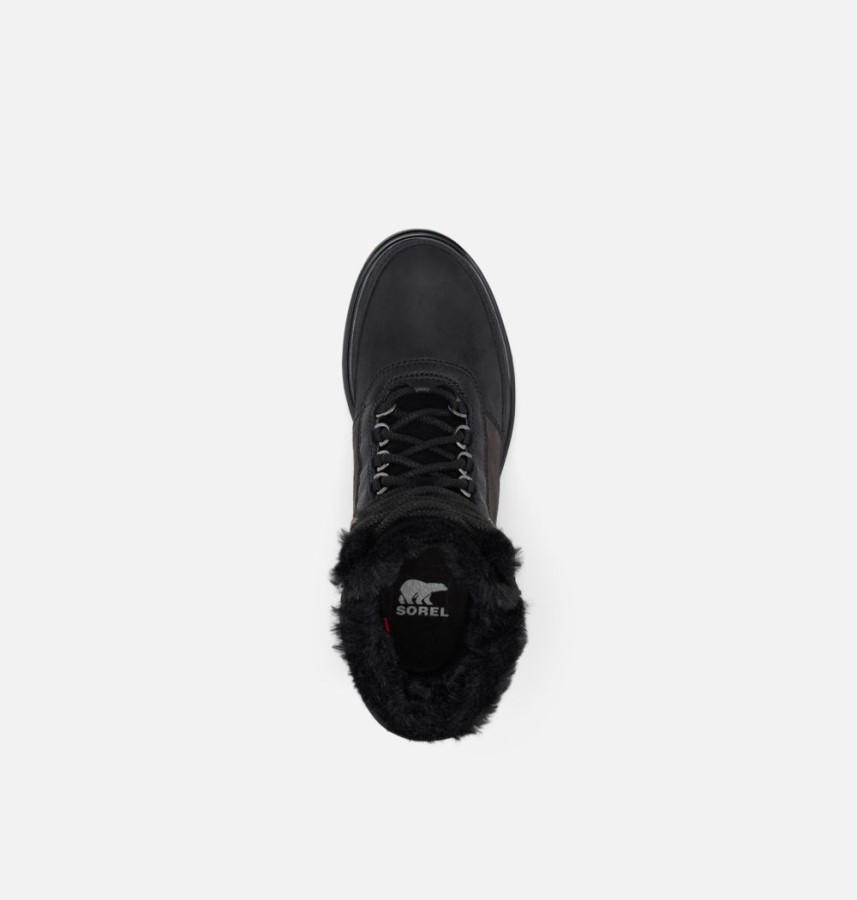 Jet-Black Women's Lennox Lace Cozy Stkd Waterproof Boot Sorel Australia
