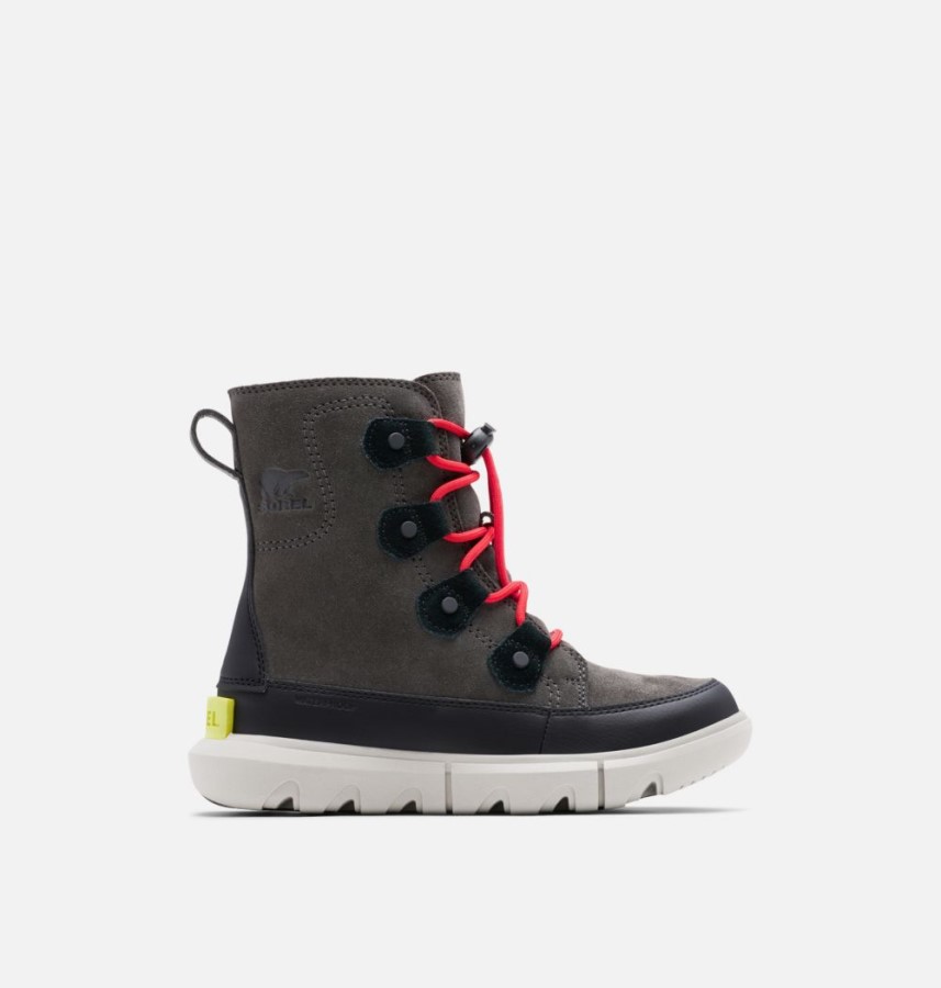 Jet-Black Youth Explorer Lace Winter Boot Sorel Australia