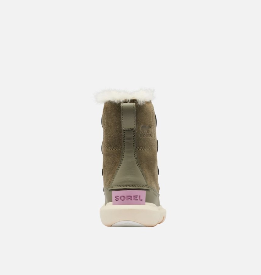 Kids Explorer Lace Winter Boot Sorel Australia Stone Green-White Peach