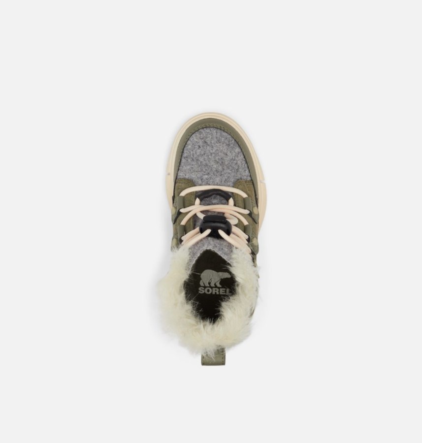 Kids Explorer Lace Winter Boot Sorel Australia Stone Green-White Peach