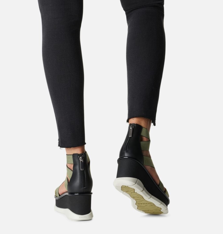 Olive Shade-Black Sorel Australia Women's Joanie Iii Sport Strap Wedge Sandal