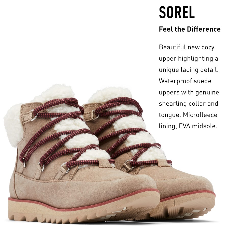 Omega Taupe Ancient Fossil Sorel Australia Women's Harlow Lace Cozy Boot